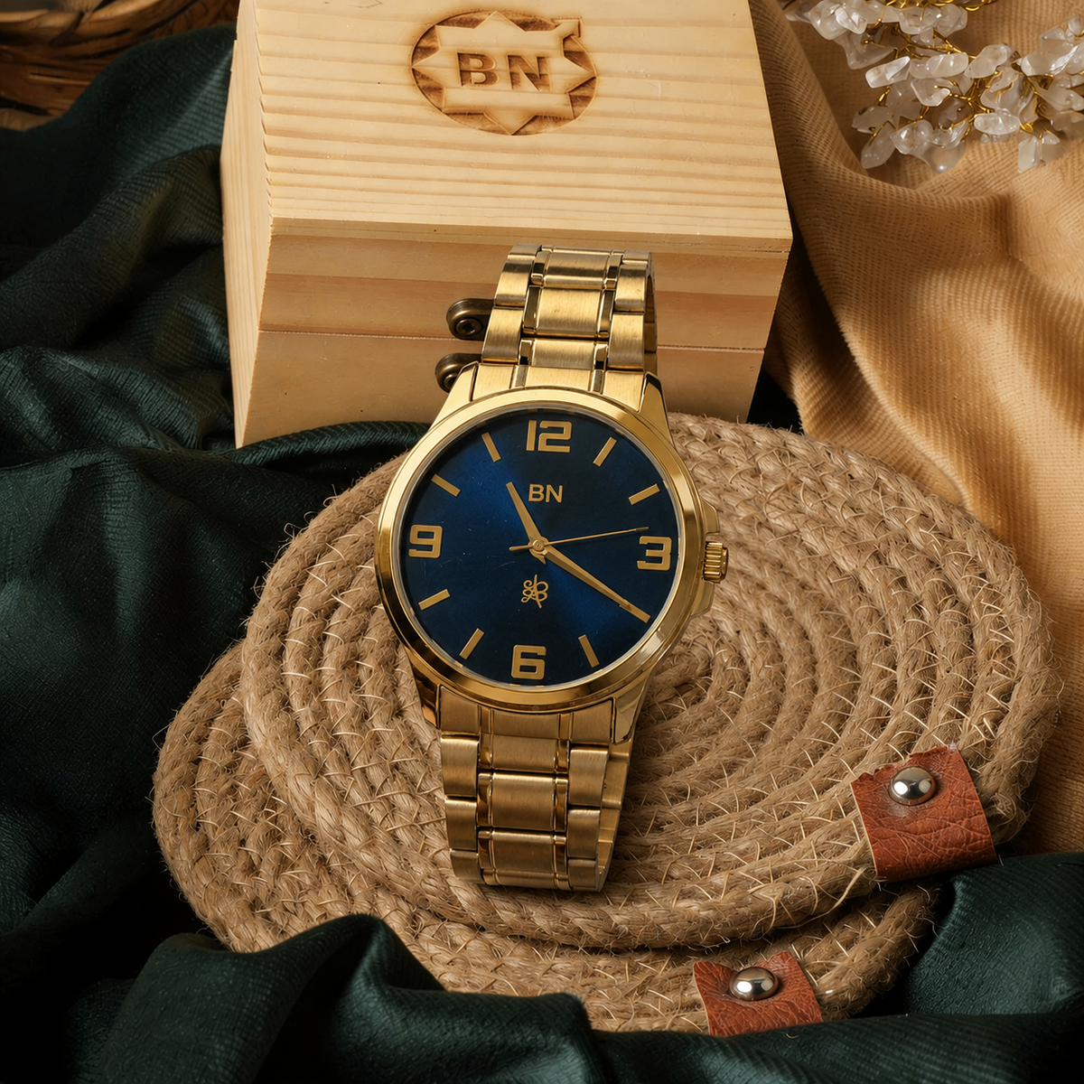 Gold Luck Watch - Half Numeric (Blue Dial)