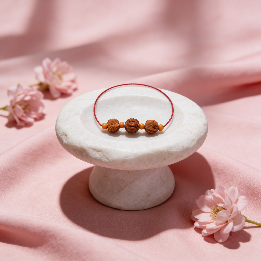 Saraswati Kawach Nepali + Wooden Beads + Red Dhaga_ Lab Certified