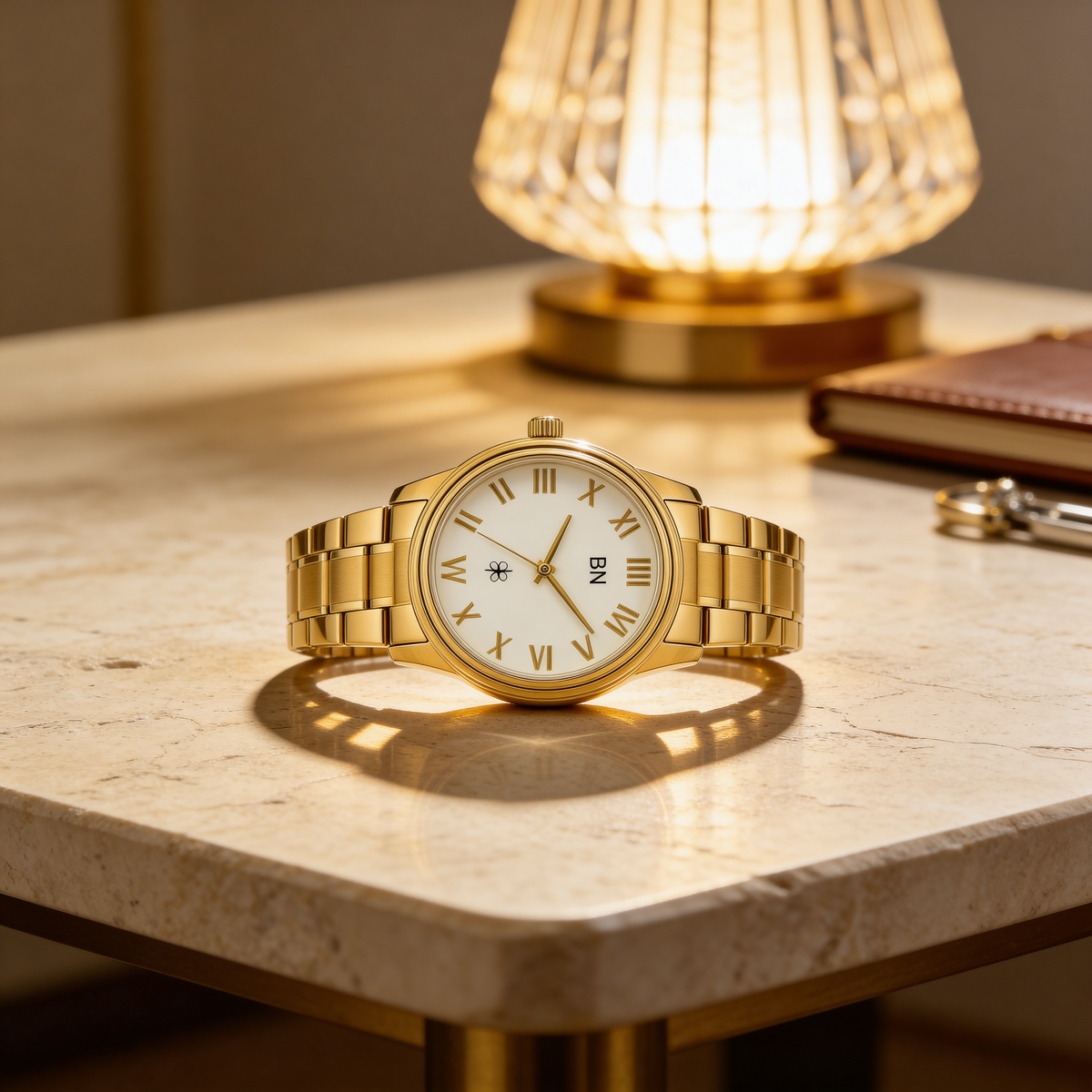 Gold Luck Watch - Full Roman (White Dial)