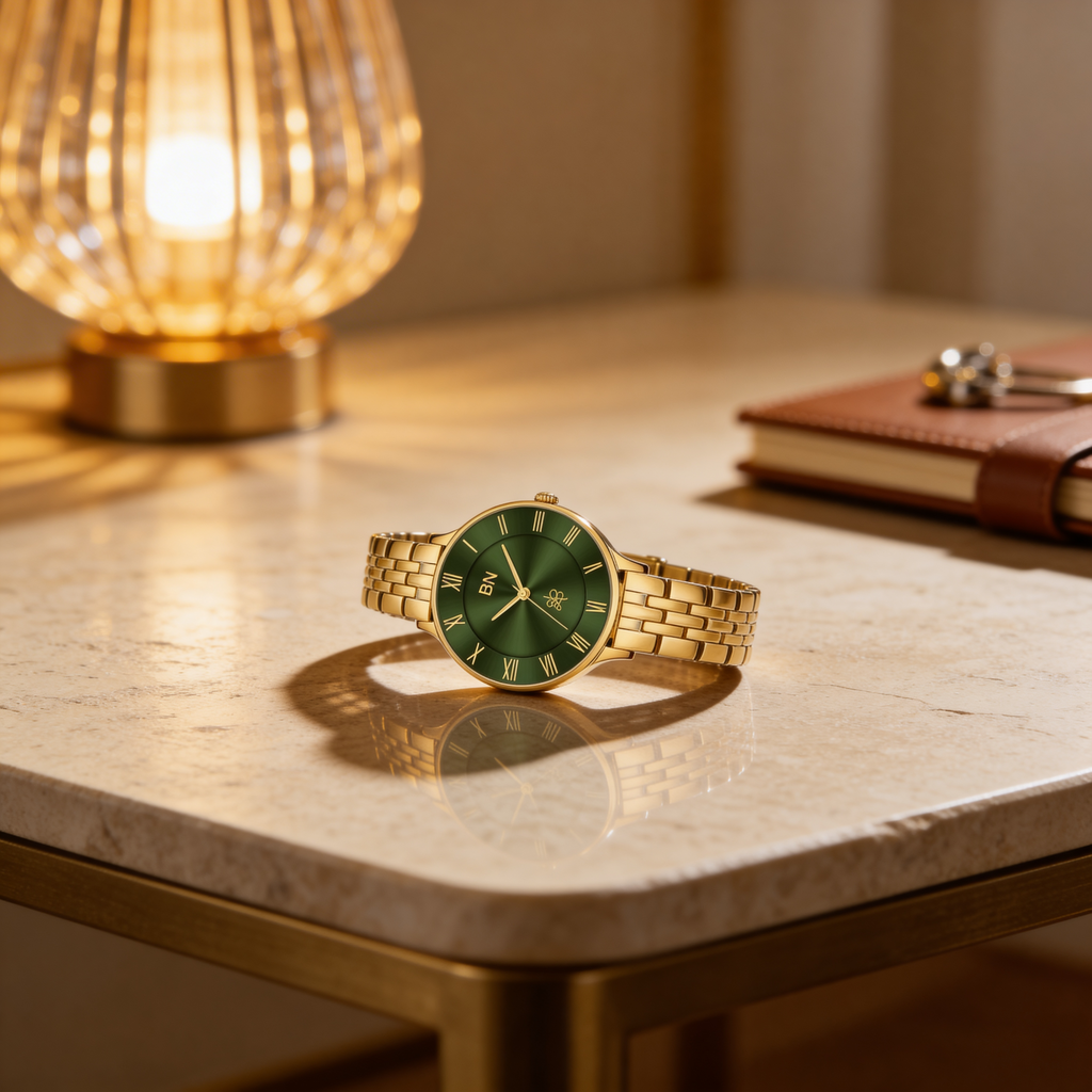 The Green Dial – Golden Strap Watch (Female)