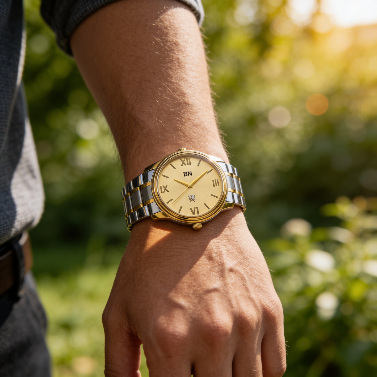 Golden Silver Luck Watch - Half Roman
