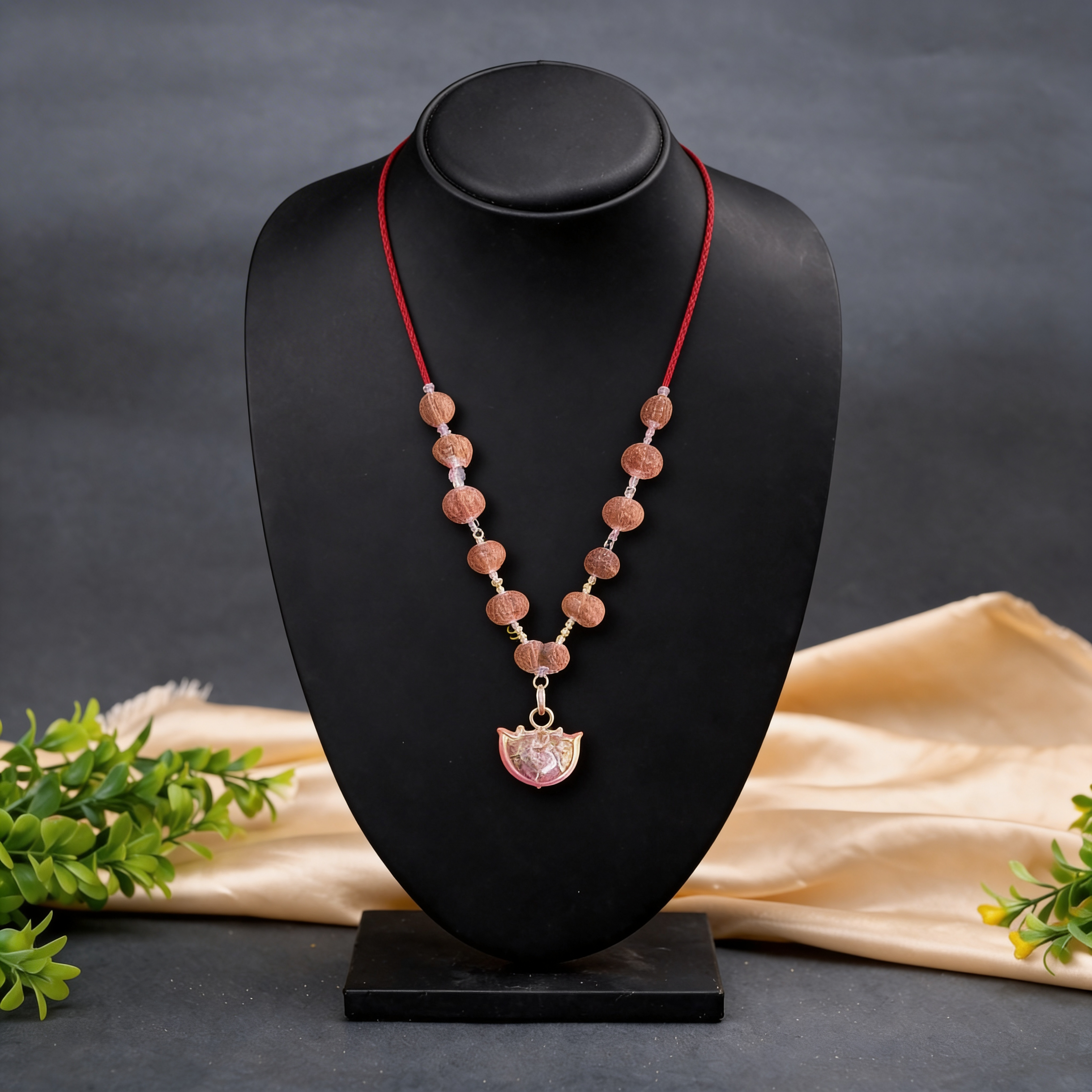Siddha Mala in silver - Red Dhaga