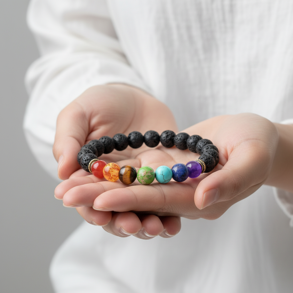 7 Chakra Lava Stone Crystal Bracelet