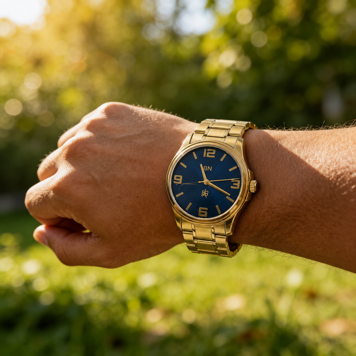 Gold Luck Watch - Half Numeric (Blue Dial)