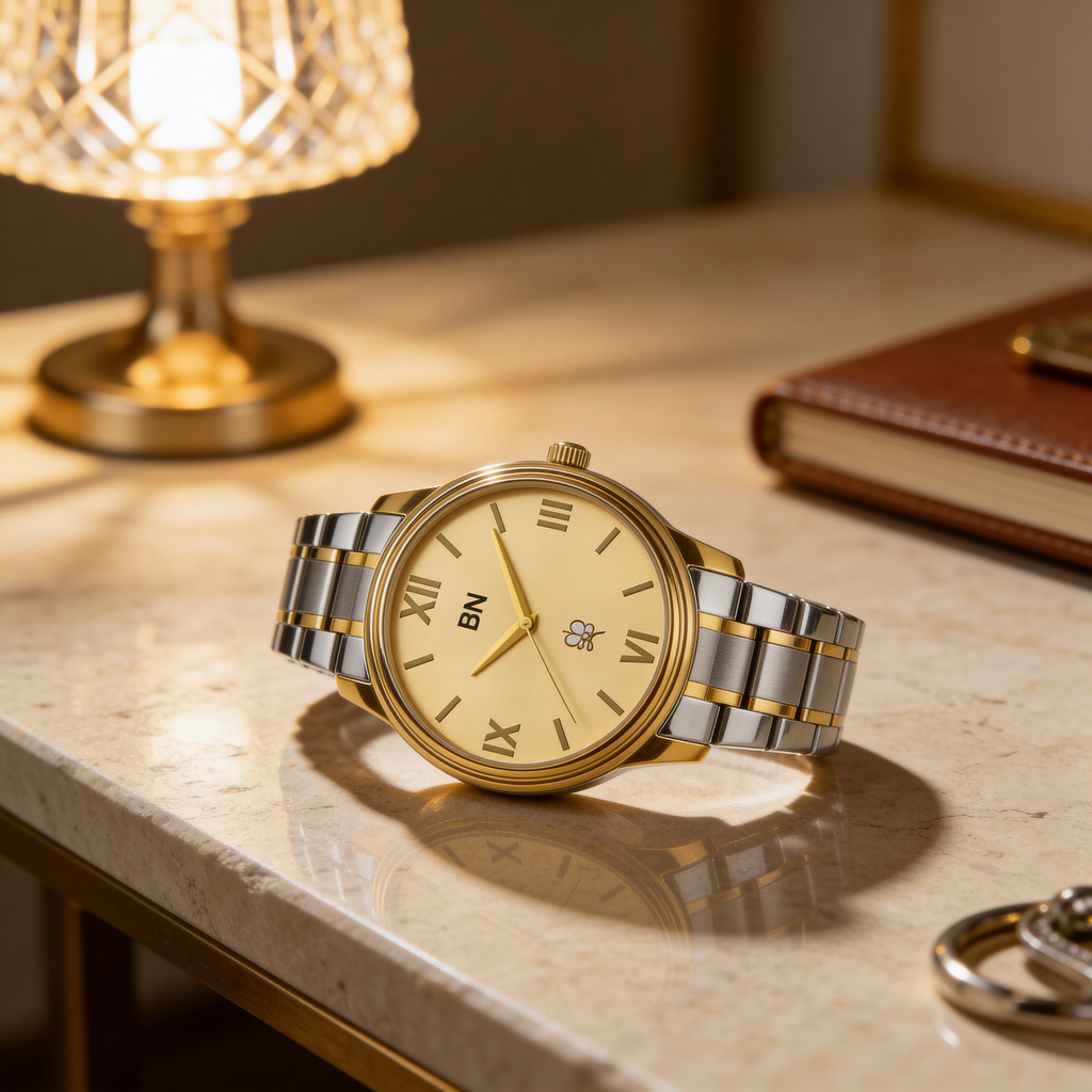 Golden Silver Luck Watch - Half Roman