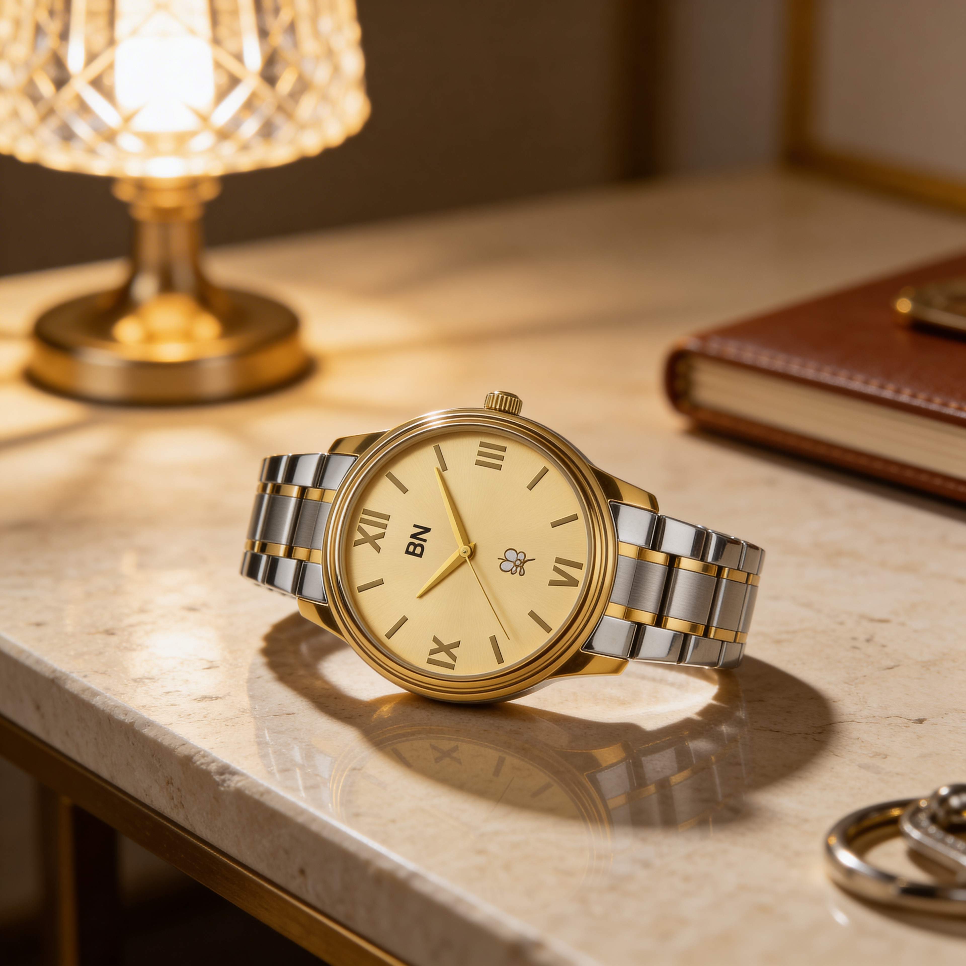 Golden Silver Luck Watch - Half Roman