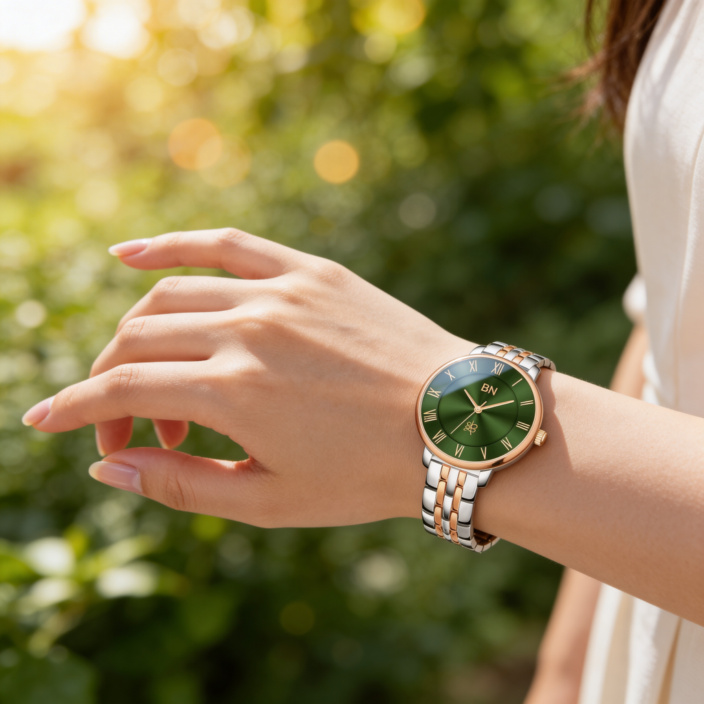 Green With Dual Tone Strap Watch (Female)