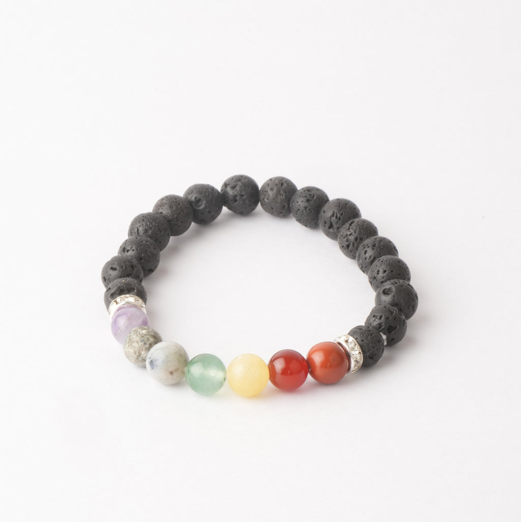 7 Chakra Lava Stone Crystal Bracelet