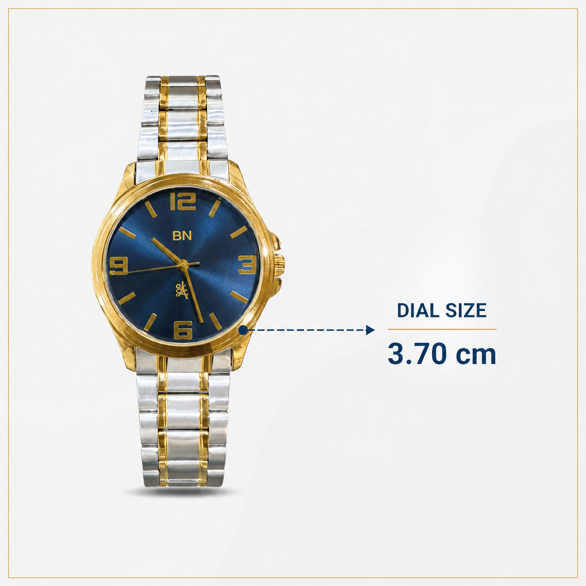 Golden Silver Luck Watch - Half Numeric (Blue Dial)