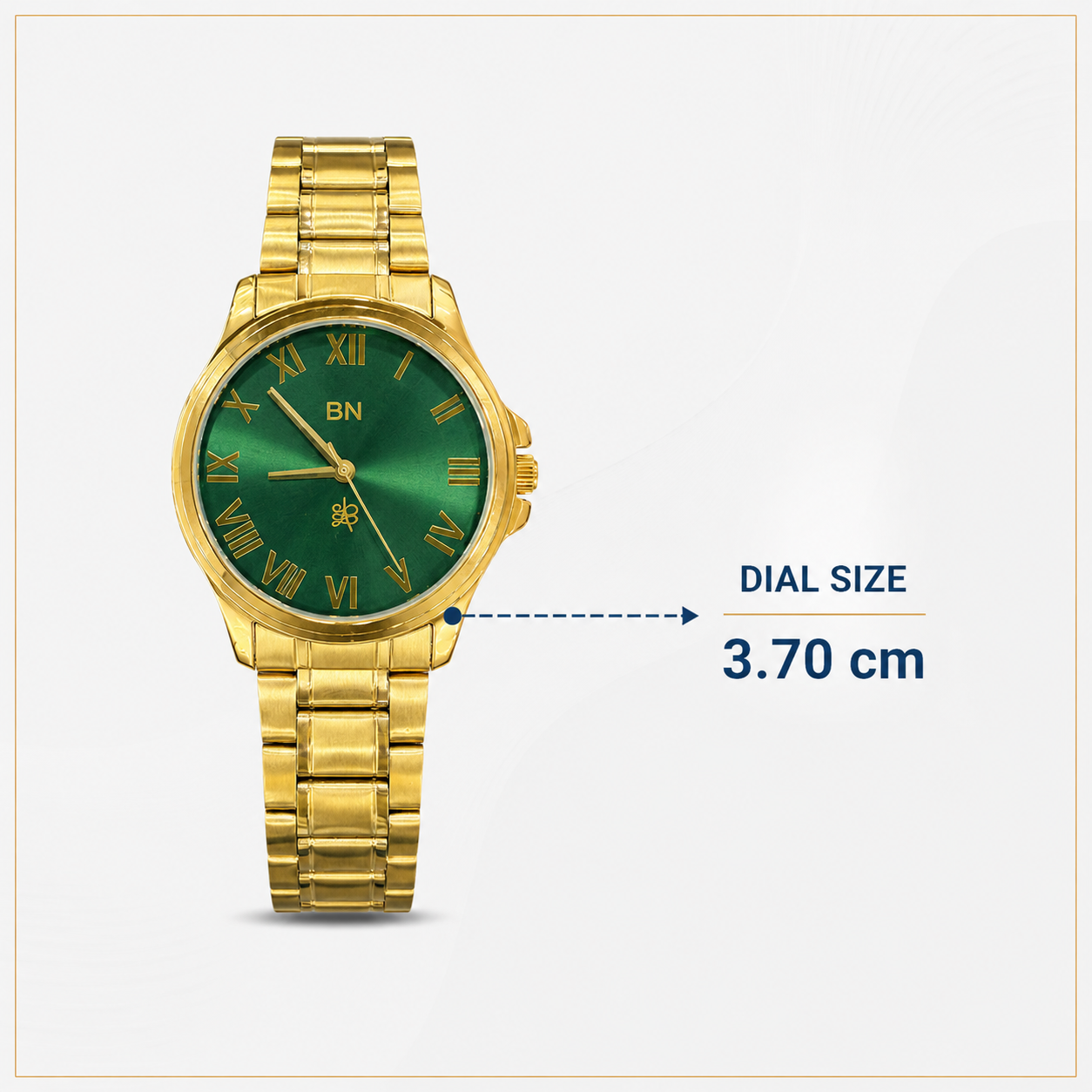 Green Dial Golden Strap- Full Roman