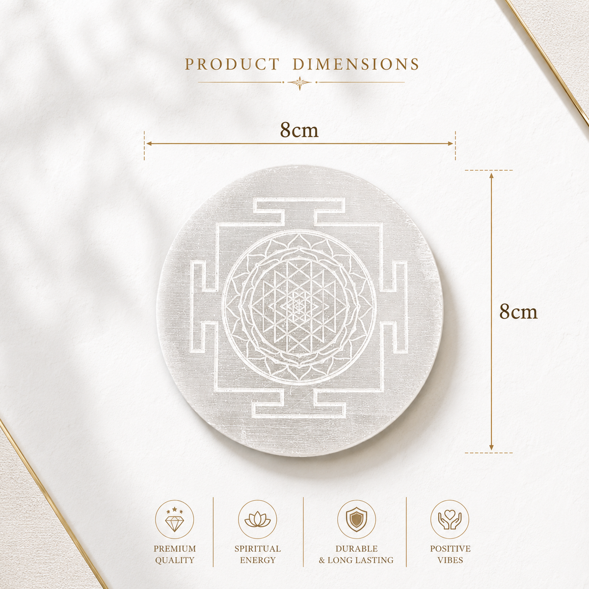 Selenite Charging Plate with Sri Yantra Engraving