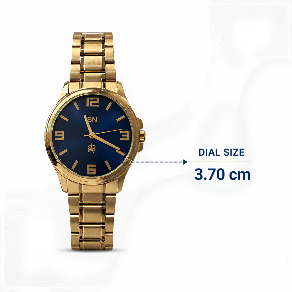 Gold Luck Watch - Half Numeric (Blue Dial)