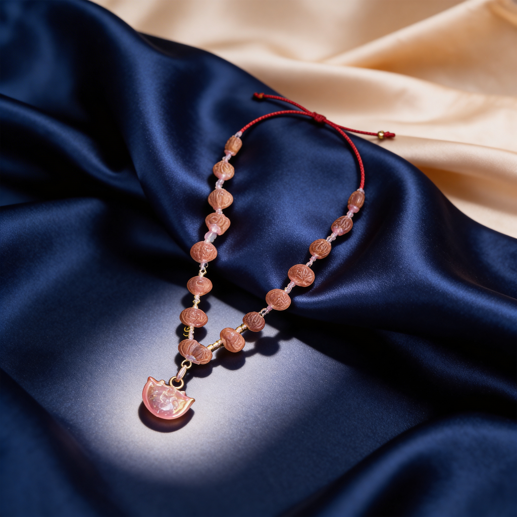 Siddha Mala in silver - Red Dhaga
