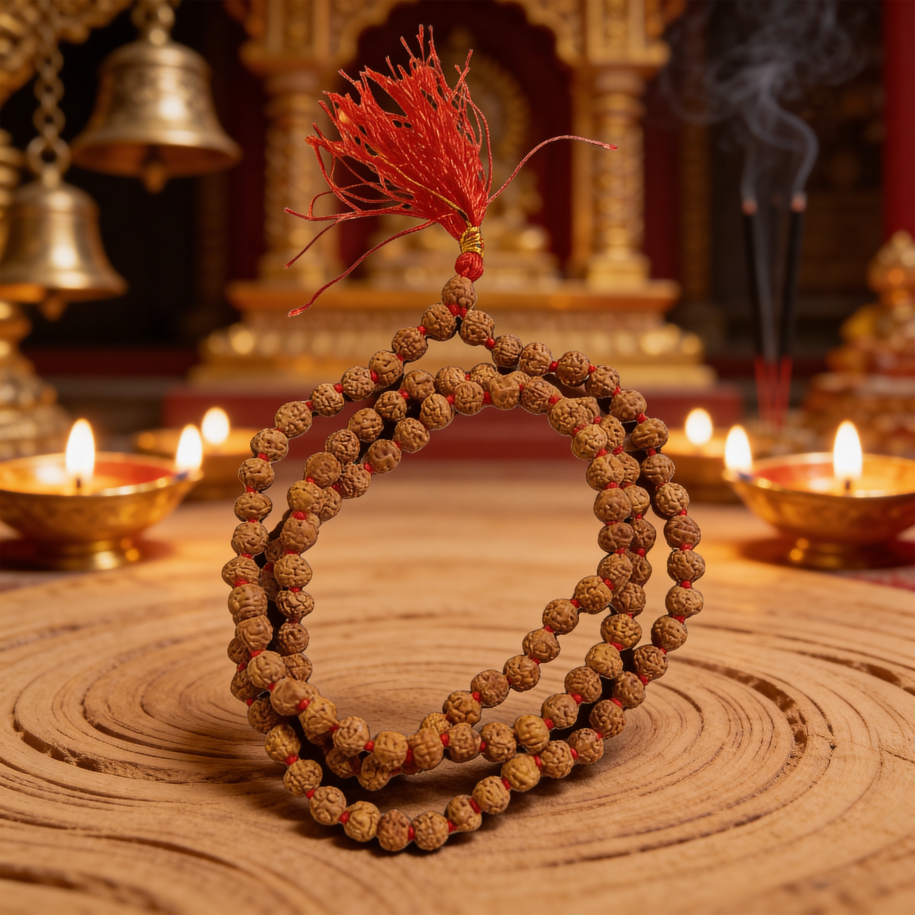 Jaap Mala 5 Mukhi Natural 8mm_ Lab Certified