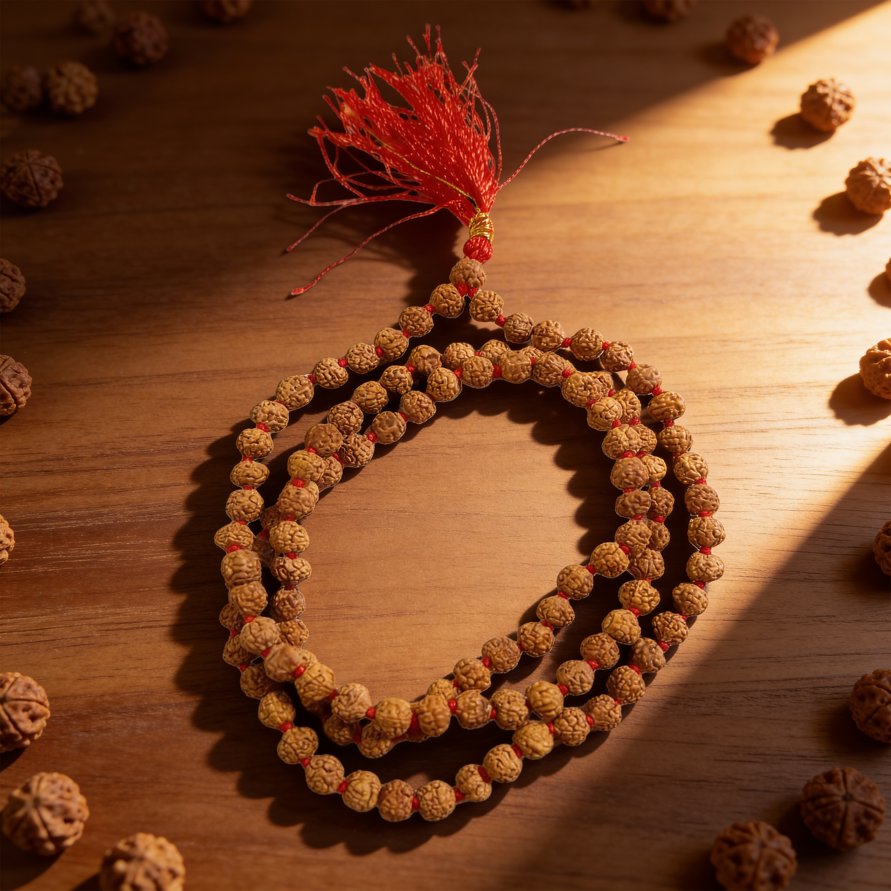 Jaap Mala 5 Mukhi Natural 8mm_ Lab Certified