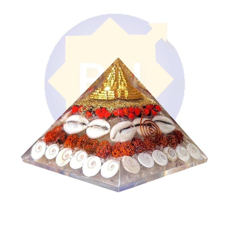 Laxmi Pyramid with Shri Yantra and Gomti Chakra