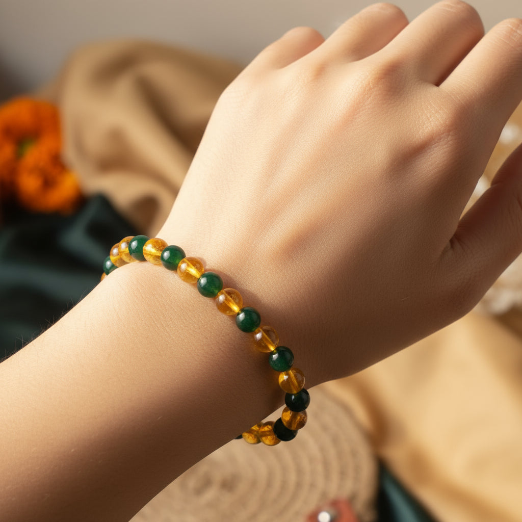 Green Aventurine & Citrine Crystal Bracelet