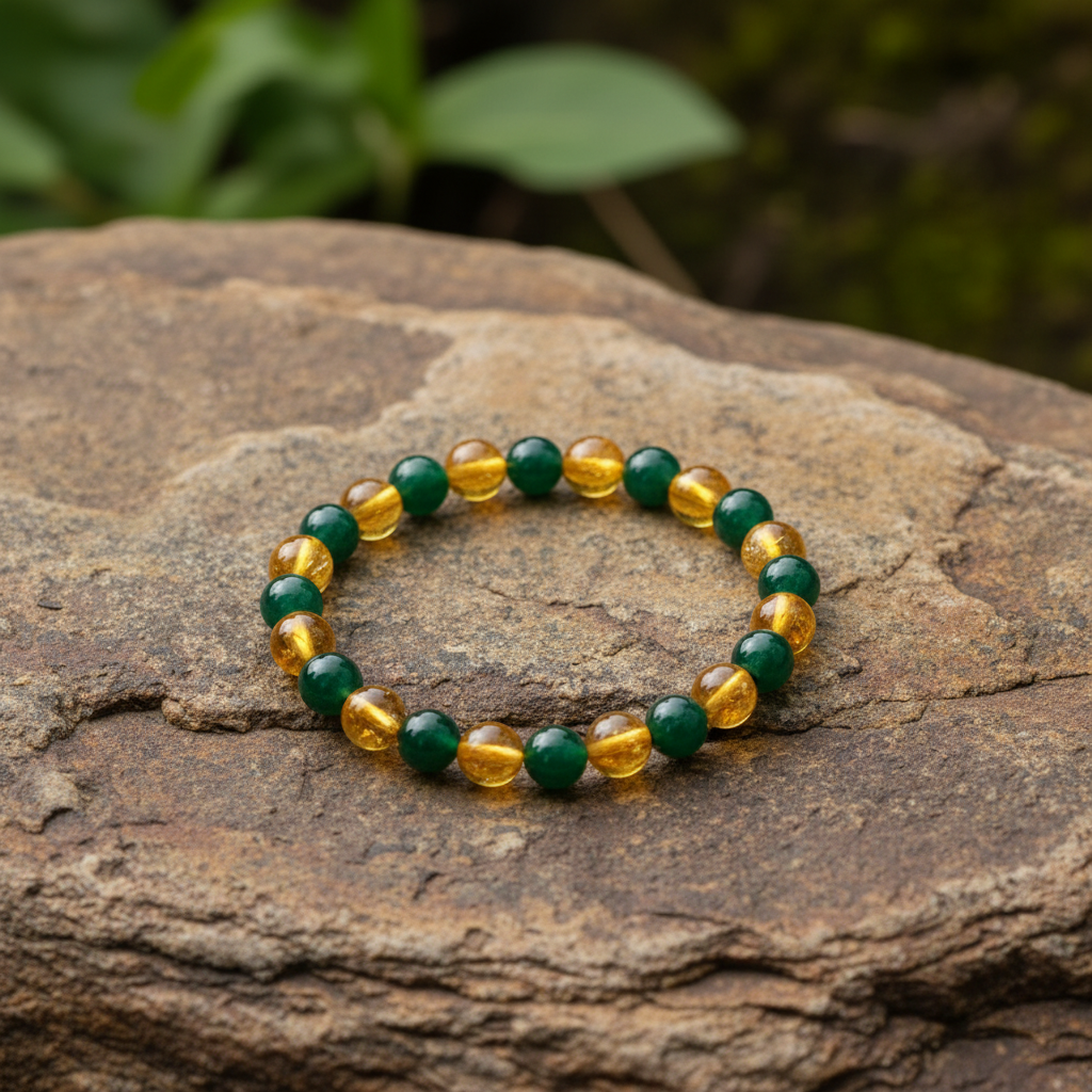 Green Aventurine & Citrine Crystal Bracelet
